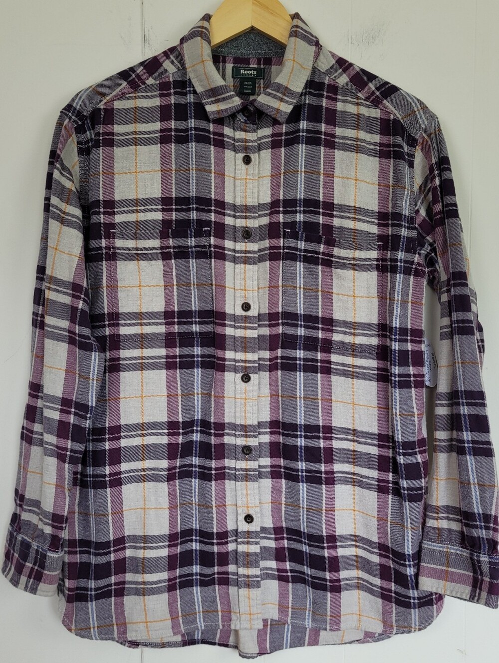 Roots Medium Purple Plaid Cotton Button-Up Shirt